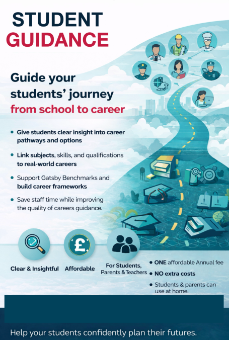 Cold call e-mail design Student guidance information highlighting career pathways and support for students.